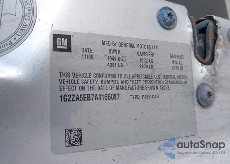 2010 Pontiac G6 z USA, uszkodzony, nr VIN 1G2ZA5EB7A4166087